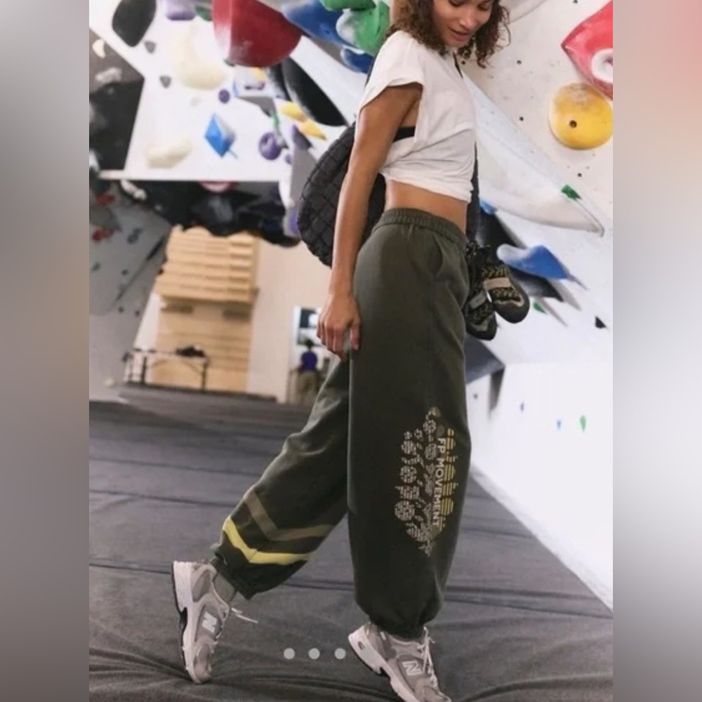 Free People All Star Logo Pants. Green. NWT.